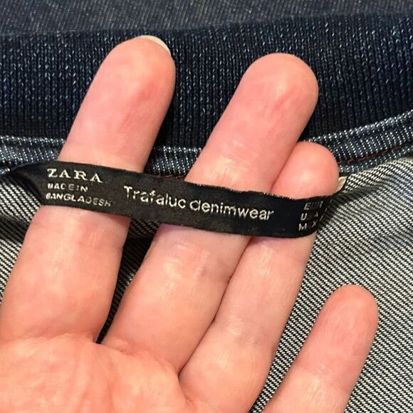 Zara Denim Distressed Hem Patches Dress L - Picture 6 of 8